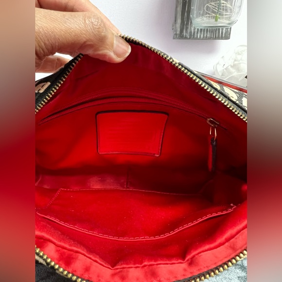 EUC Coach Poppy Flower Scarf Print Red Flight Crossbody - Picture 5 of 15